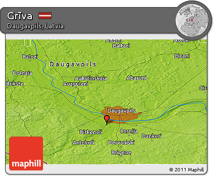 Physical Panoramic Map of Grīva