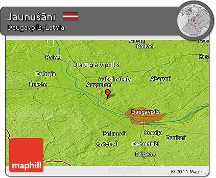 Physical Panoramic Map of Jaunušāni