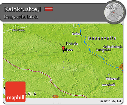Physical Panoramic Map of Kalnkrustceļi