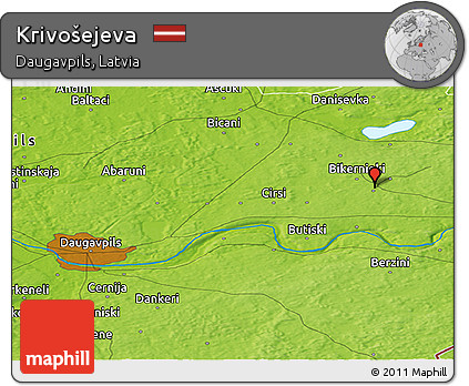 Physical Panoramic Map of Krivošejeva