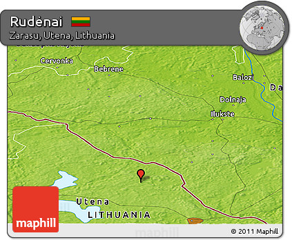 Physical Panoramic Map of Rudėnai