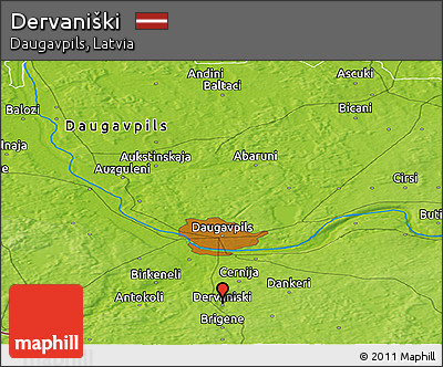 Physical Panoramic Map of Dervaniški