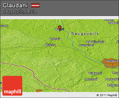 Physical Panoramic Map of Glaudani