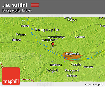 Physical Panoramic Map of Jaunušāni