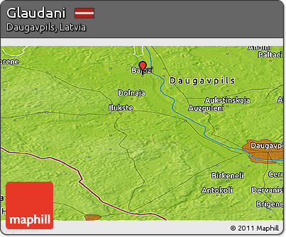 Physical Panoramic Map of Glaudani