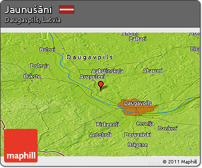 Physical Panoramic Map of Jaunušāni
