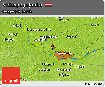 Physical Panoramic Map of Viduspoguļanka