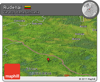 Satellite Panoramic Map of Rudėnai