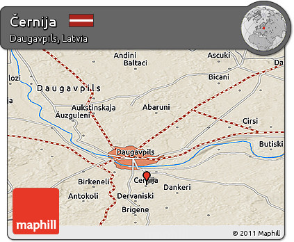 Shaded Relief Panoramic Map of Černija