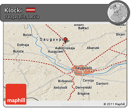 Shaded Relief Panoramic Map of Kločki