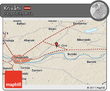 Shaded Relief Panoramic Map of Krivāni
