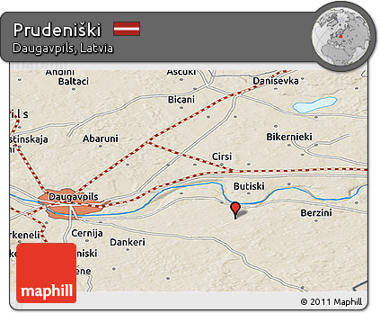 Shaded Relief Panoramic Map of Prudeniški