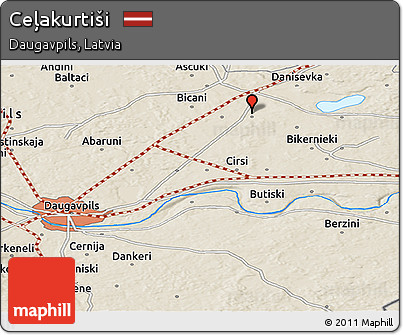 Shaded Relief Panoramic Map of Ceļakurtiši