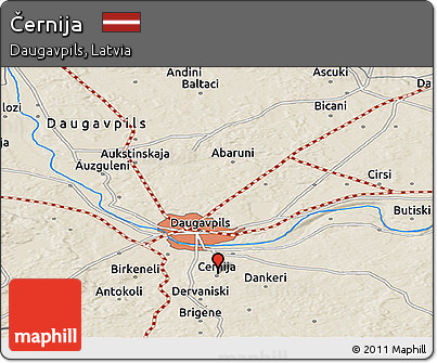 Shaded Relief Panoramic Map of Černija