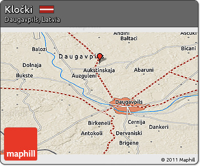 Shaded Relief Panoramic Map of Kločki