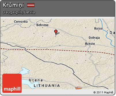 Shaded Relief Panoramic Map of Krūmiņi