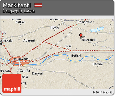Shaded Relief Panoramic Map of Markitanti