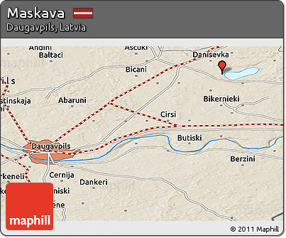 Shaded Relief Panoramic Map of Maskava
