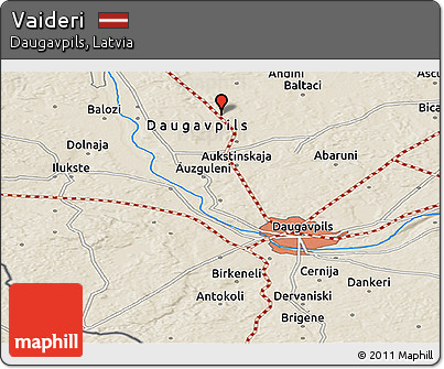 Shaded Relief Panoramic Map of Vaideri