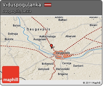 Shaded Relief Panoramic Map of Viduspoguļanka