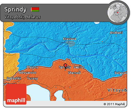 Political 3D Map of Sprindy