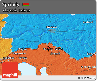 Political 3D Map of Sprindy