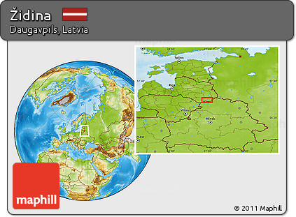 Physical Location Map of Židina
