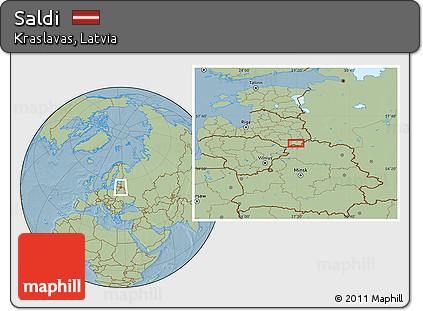 Savanna Style Location Map of Saldi, hill shading