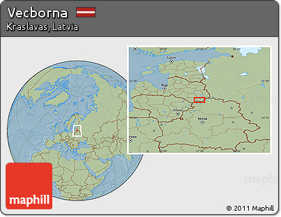 Savanna Style Location Map of Vecborna, hill shading
