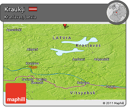 Physical Panoramic Map of Kraukļi