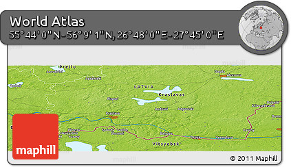 Physical Panoramic Map of the Area around 55° 56' 31" N, 27° 16' 29" E