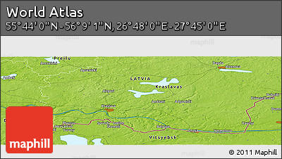 Physical Panoramic Map of the Area around 55° 56' 31" N, 27° 16' 29" E