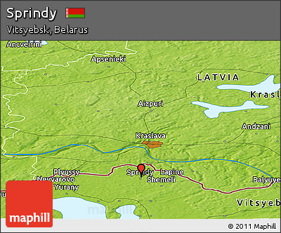 Physical Panoramic Map of Sprindy