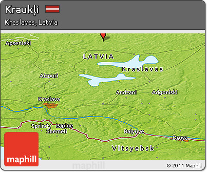 Physical Panoramic Map of Kraukļi