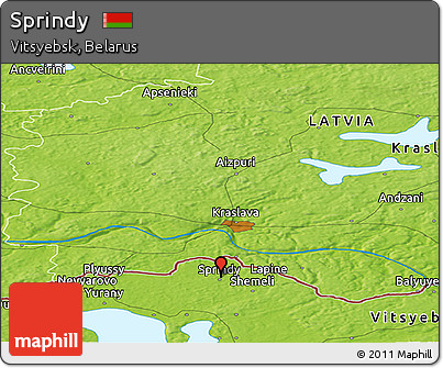 Physical Panoramic Map of Sprindy