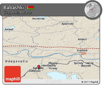 Shaded Relief Panoramic Map of Babashki