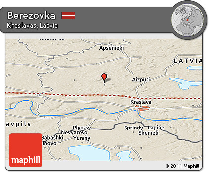 Shaded Relief Panoramic Map of Berezovka