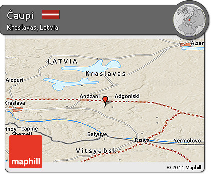 Shaded Relief Panoramic Map of Čaupi