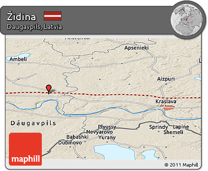 Shaded Relief Panoramic Map of Židina