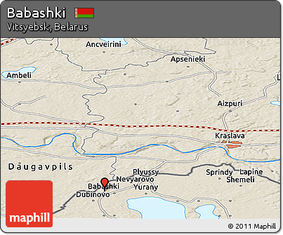 Shaded Relief Panoramic Map of Babashki