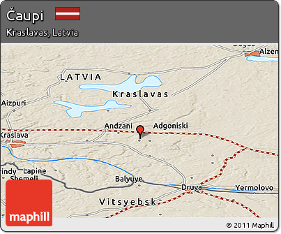 Shaded Relief Panoramic Map of Čaupi
