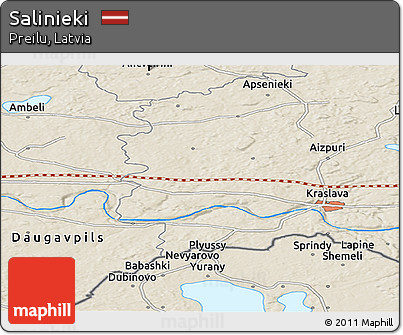 Shaded Relief Panoramic Map of Salinieki