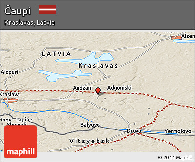 Shaded Relief Panoramic Map of Čaupi