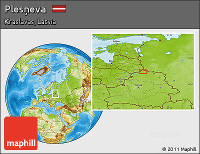 Physical Location Map of Plesņeva