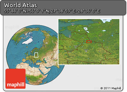Satellite Location Map of the Area around 55° 56' 31" N, 28° 7' 30" E