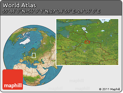 Satellite Location Map of the Area around 55° 56' 31" N, 28° 7' 30" E