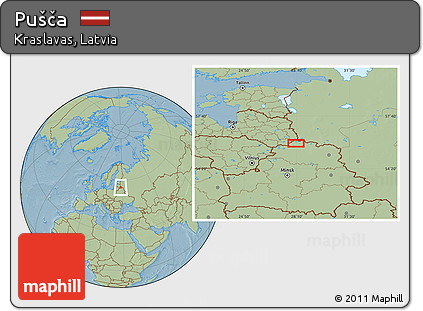 Savanna Style Location Map of Pušča, hill shading