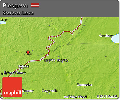 Physical Map of Plesņeva
