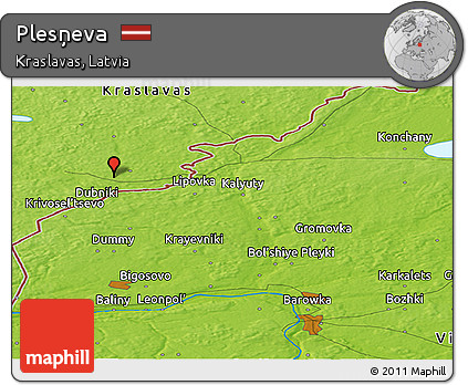Physical Panoramic Map of Plesņeva