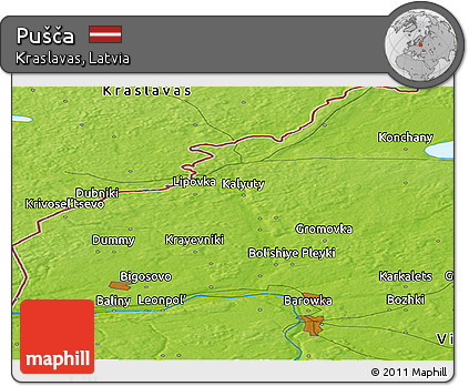 Physical Panoramic Map of Pušča